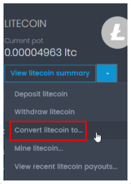 кнопка для конвертации криптовалюты в кошельке coinpot
