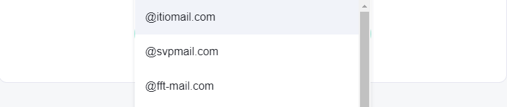 выбор домена на сервисе temp mail